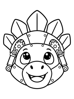 Free printable Cute Stegosaurus Robot Head coloring page