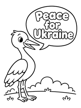 Free printable Cute Stork Peace For Ukraine coloring page