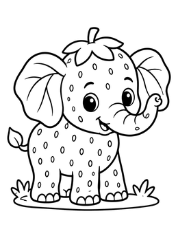 Free printable Cute Strawberry Baby Elephant coloring page