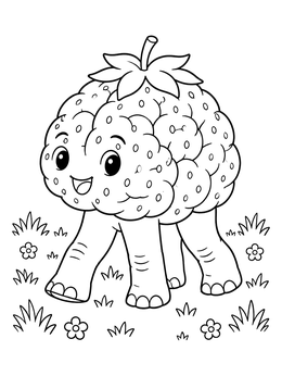 Free printable Cute Strawberry Brain Creature Walking coloring page