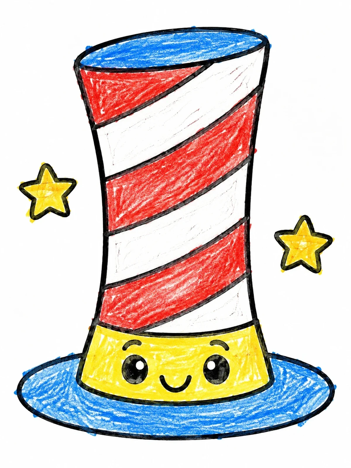 Colored example of the Cute Striped Stovepipe Hat coloring page