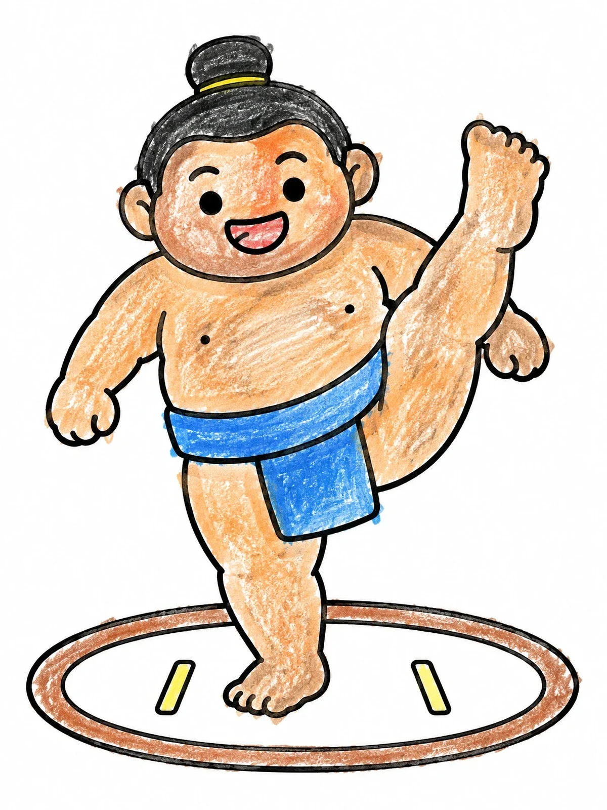 Colored example of the Cute Sumo Wrestler Shiko Leg Lift coloring page
