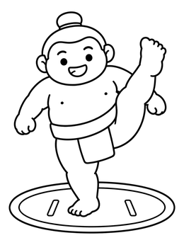 Free printable Cute Sumo Wrestler Shiko Leg Lift coloring page