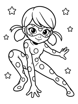 Free printable Cute Superhero Ladybug Striking Pose coloring page