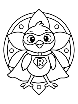 Free printable Cute Superhero Robin Bird coloring page