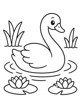 Free printable Cute Swan In Pond Waters coloring page