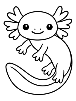 Free printable Cute Swimming Cartoon Axolotl coloring page