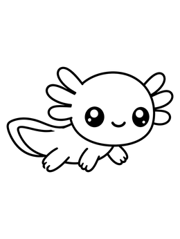 Free printable Cute Swimming Cartoon Axolotl coloring page