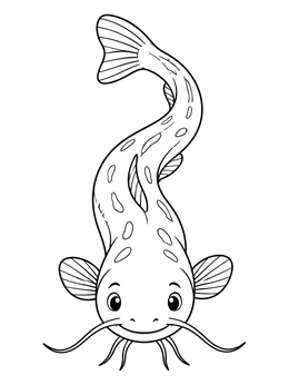 Free printable Cute Swimming Catfish From Above coloring page