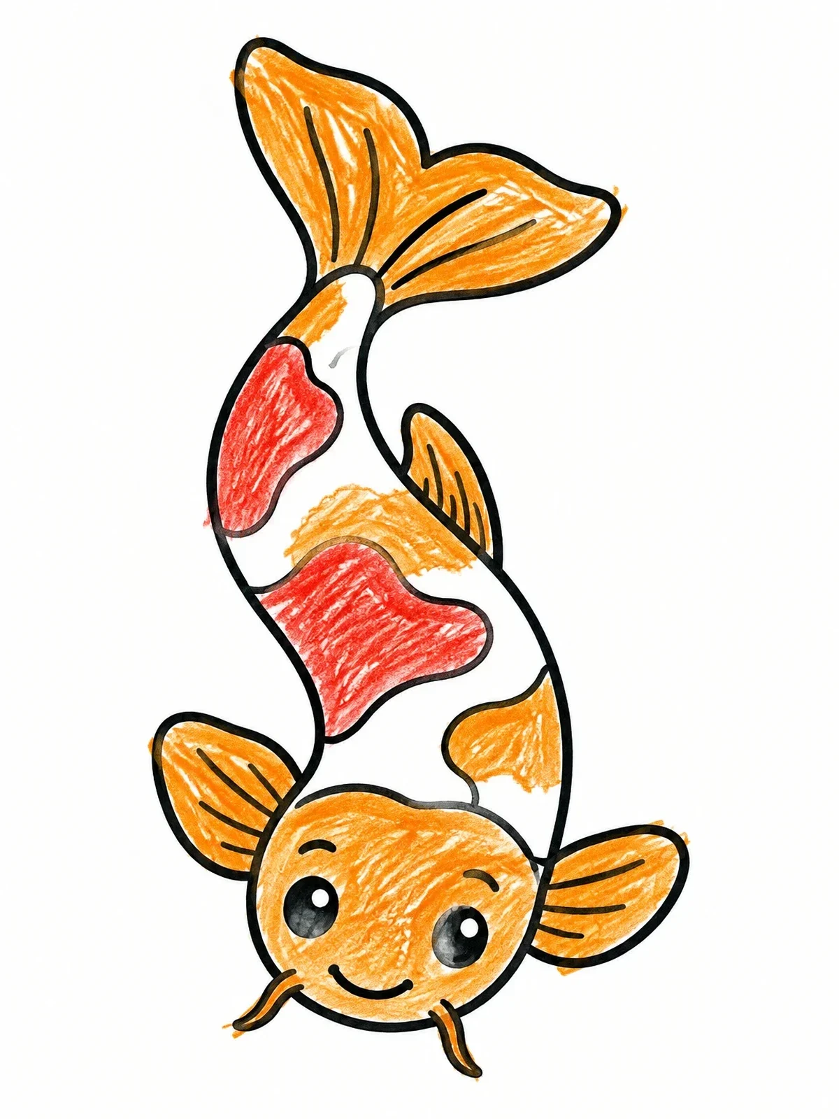 Colored example of the Cute Swimming Koi Fish coloring page