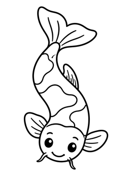 Free printable Cute Swimming Koi Fish coloring page