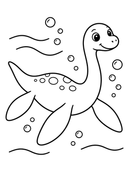 Free printable Cute Swimming Loch Ness Monster coloring page
