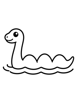 Free printable Cute Swimming Loch Ness Monster coloring page