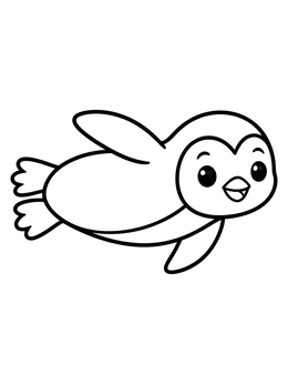 A cute penguin coloring page featuring a happy penguin gliding through the water.