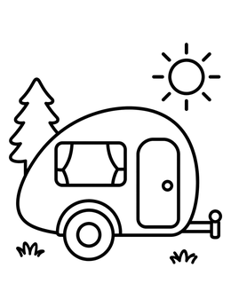 Free printable Cute Teardrop Camper Outdoors coloring page