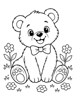 Free printable Cute Teddy Bear With Bow Tie coloring page