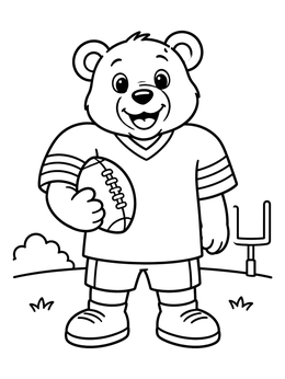 Free printable Cute Teddy Bear Football Player coloring page