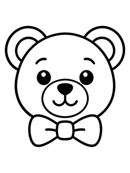 Free printable Cute Teddy Bear Head With Bow Tie coloring page