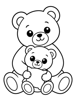 Free printable Teddy Bear Holding Little Bear coloring page