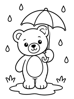 Free printable Cute Teddy Bear With Umbrella coloring page