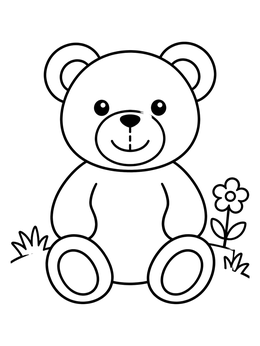 Free printable Cute Teddy Bear In The Grass coloring page