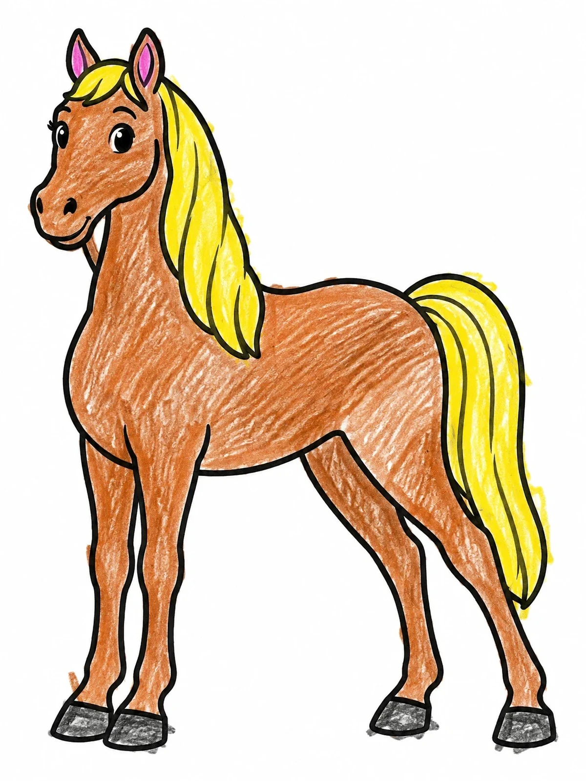 Colored example of the Cute Tennessee Walking Horse coloring page