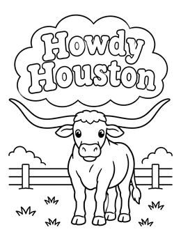 Free printable Cute Texas Longhorn In Houston coloring page