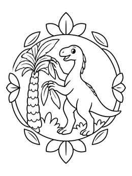 Free printable Cute Therizinosaurus Eating Palm Leaves coloring page
