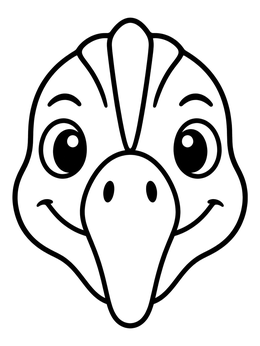 Free printable Cute Dinosaur Face Front View coloring page