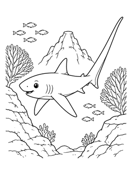 Free printable Cute Thresher Shark By Deep Seamount coloring page