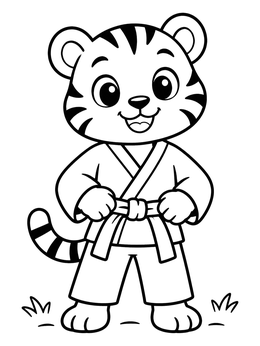 Free printable Cute Tiger Cub In Judogi coloring page