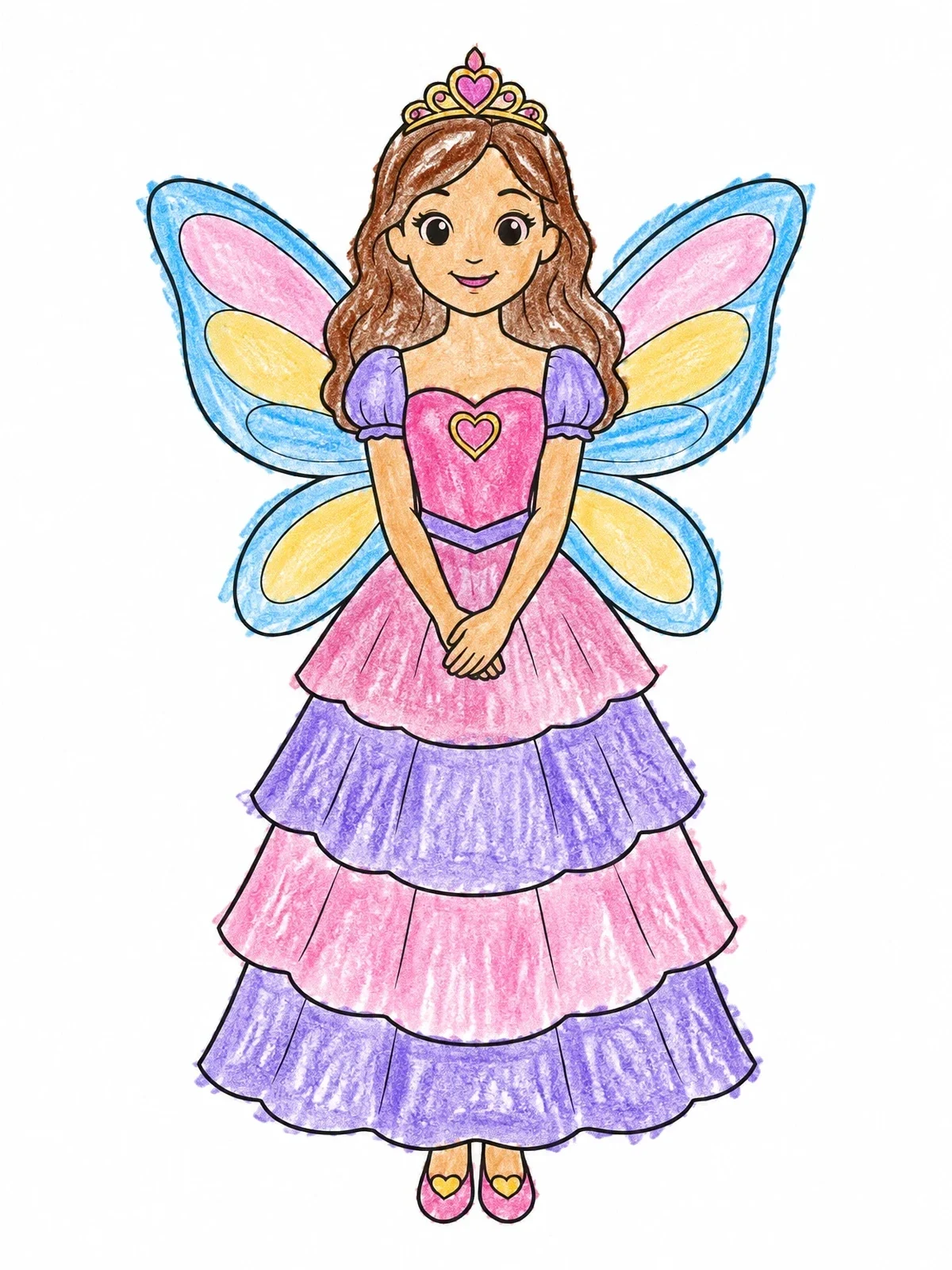 Colored example of the Cute Tooth Fairy With Tiara coloring page