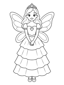 Free printable Cute Tooth Fairy With Tiara coloring page