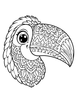 Free printable Cute Toucan With Mandala Patterns coloring page