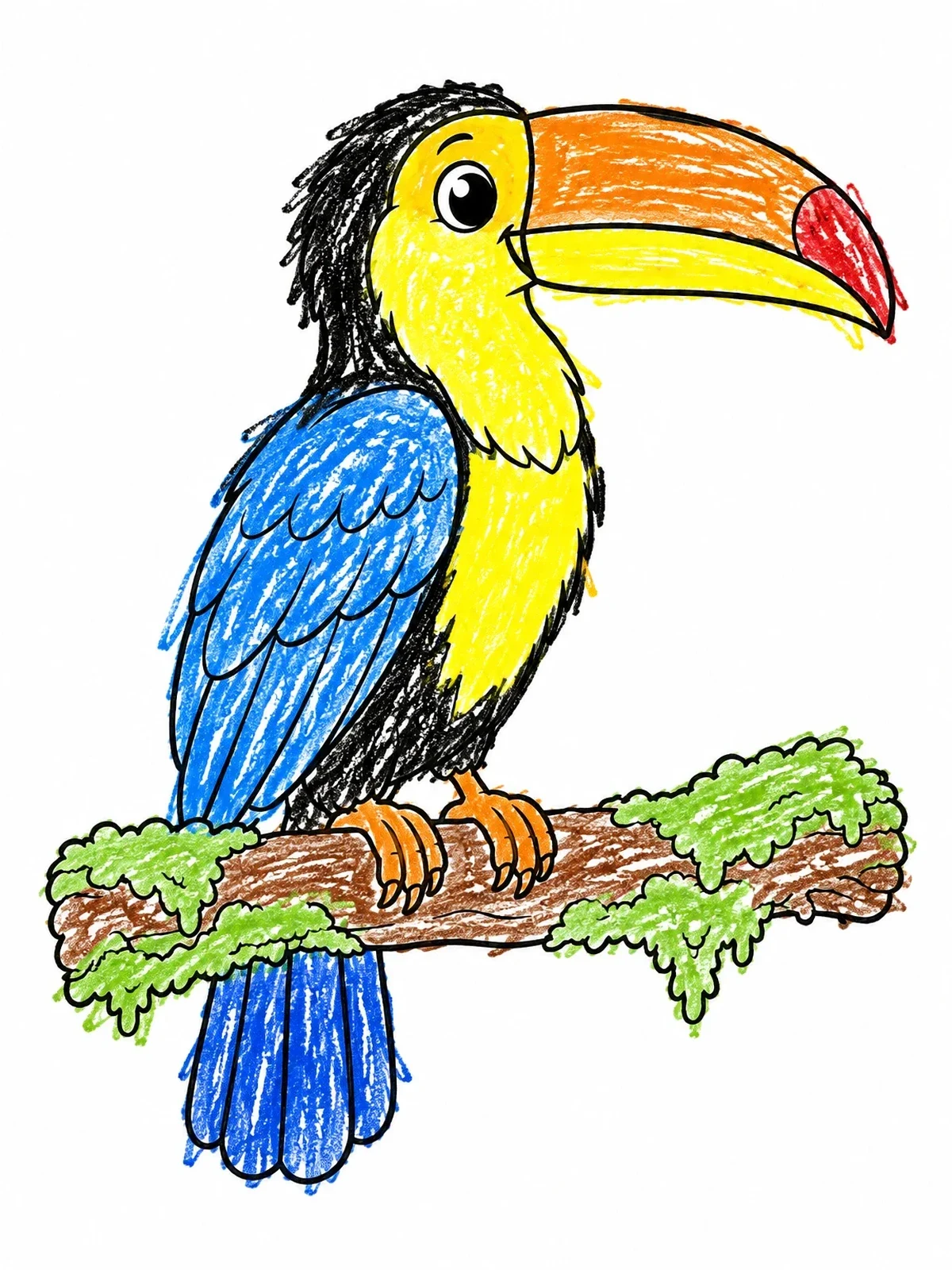 Colored example of the Cute Toucan On A Branch coloring page