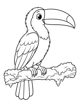 Free printable Cute Toucan On A Branch coloring page
