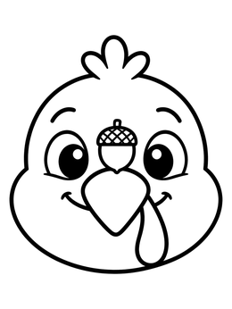 Free printable Cute Turkey Balancing An Acorn coloring page