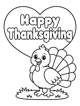Free printable Cute Turkey Happy Thanksgiving Sign coloring page