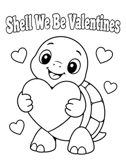 Free printable Cute Turtle Holding Big Heart coloring page