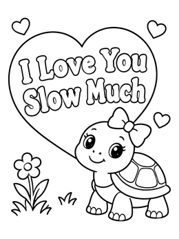 Free printable Cute Valentine Turtle With Bow coloring page