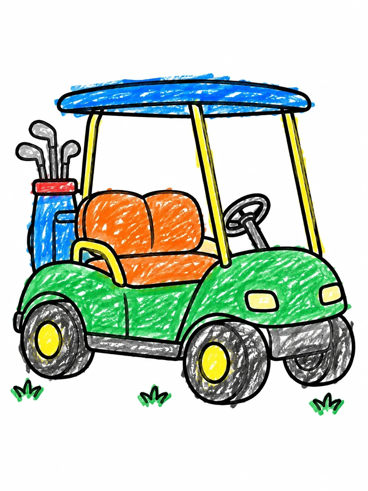 Colored example of the Cute Two Seater Golf Cart coloring page