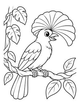 Free printable Cute Umbrellabird On Jungle Vine coloring page