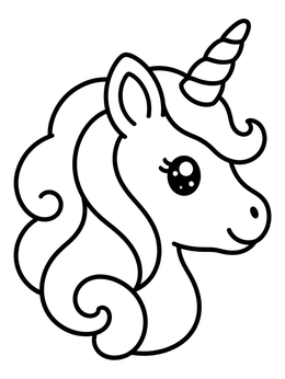 Free printable Cute Unicorn Emoji Head coloring page