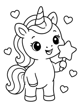 Free printable Cute Unicorn With Star Popsicle coloring page