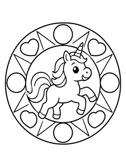 Free printable Cute Unicorn In Geometric Mandala coloring page