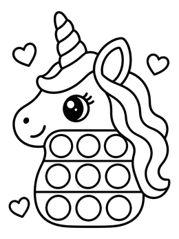 Free printable Cute Unicorn Pop It Toy coloring page