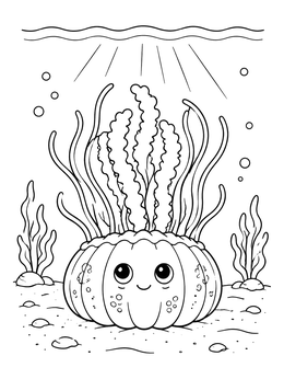 Free printable Cute Upside Down Jellyfish On Seabed coloring page