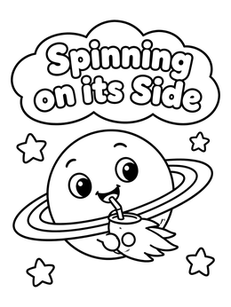 Free printable Cute Uranus Drinking A Cosmic Drink coloring page