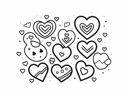 Free printable Cute Valentine Hearts To Color coloring page