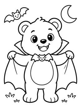 Free printable Cute Vampire Bear In Costume coloring page